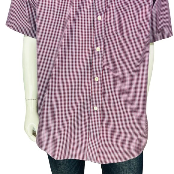 Orvis Mens Shirt Red Blue Check Short Sleeve Button Down Cotton Poplin Size L - Picture 5 of 14